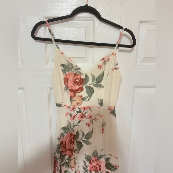 Lulus Cream Floral Print Maxi Dress Size XS Extra Small - Picture 4 of 7